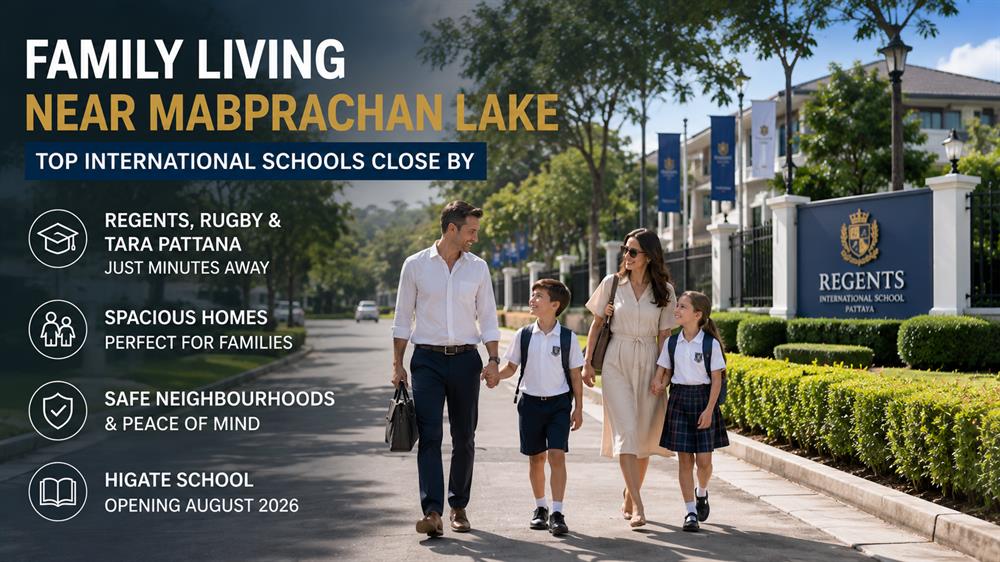 Families living near Mabprachan Lake with convenient access to international schools in East Pattaya.